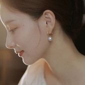 天然大珍珠耳环无耳洞耳夹法式 刘亦菲玫瑰 故事同款 通勤耳饰女