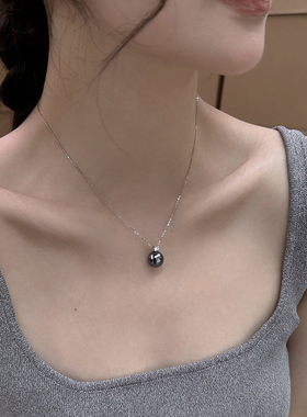 新品四色王妃款S925银珍珠吊坠项链白色金色铂金灰色轻奢小众简约