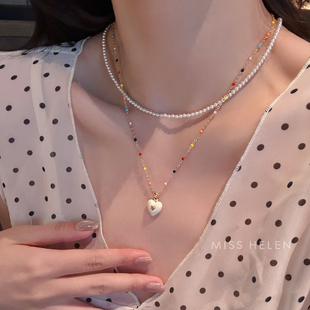MISS HELEN「甜系少女心」项链女桃心锁骨链叠戴百搭颈链生日礼物