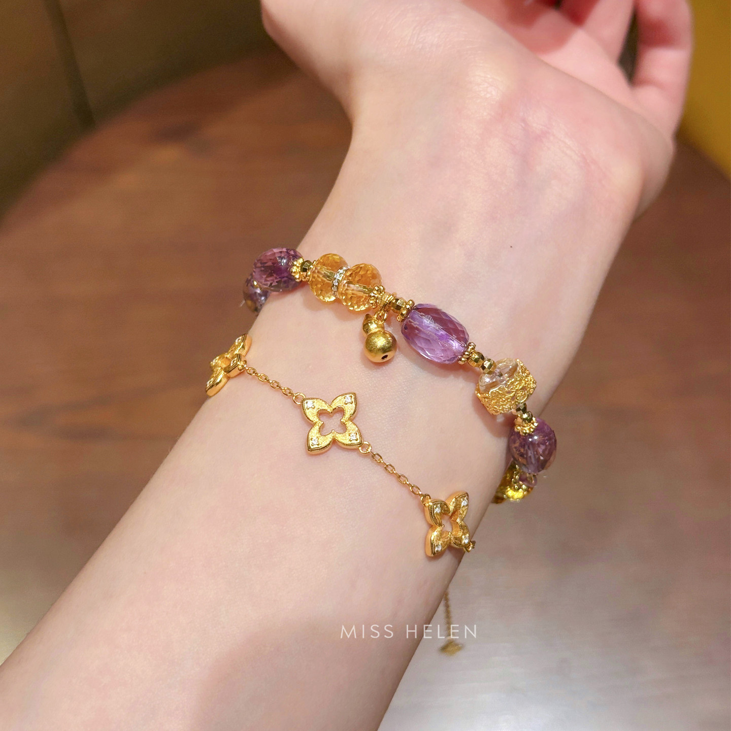 S925银手链女紫水晶手串轻奢夏季