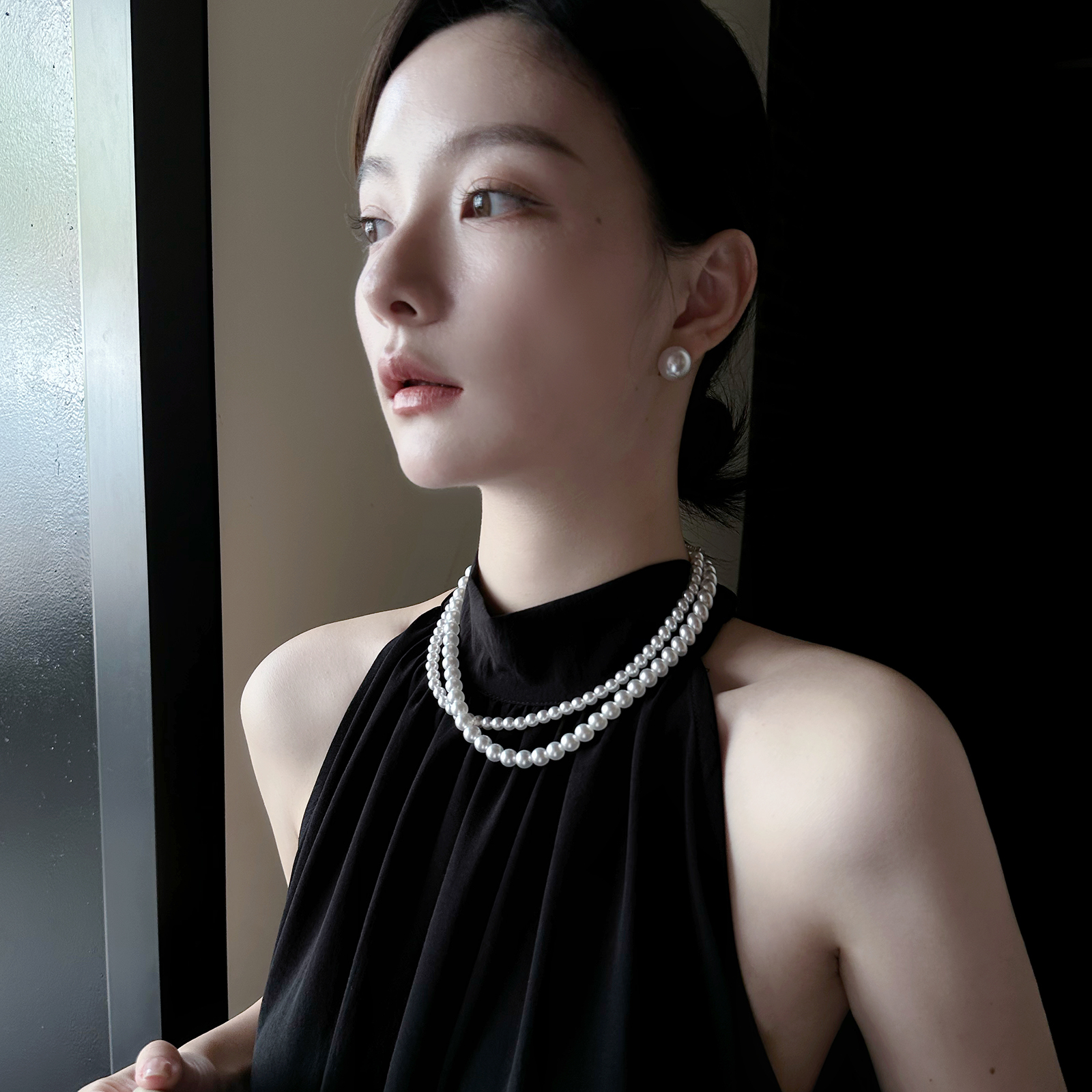 丝绸之光澳白珍珠项链轻奢锁骨链