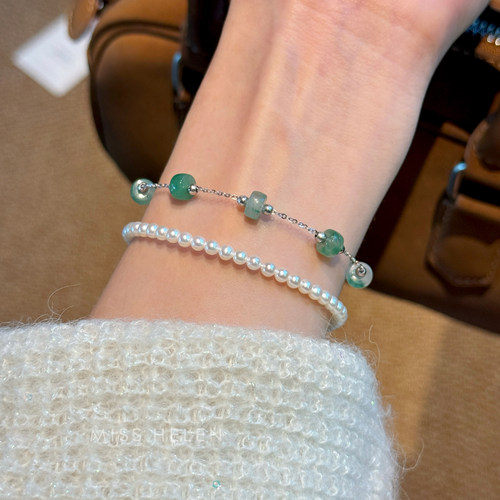 翠满天星S925银手链女非洲翠