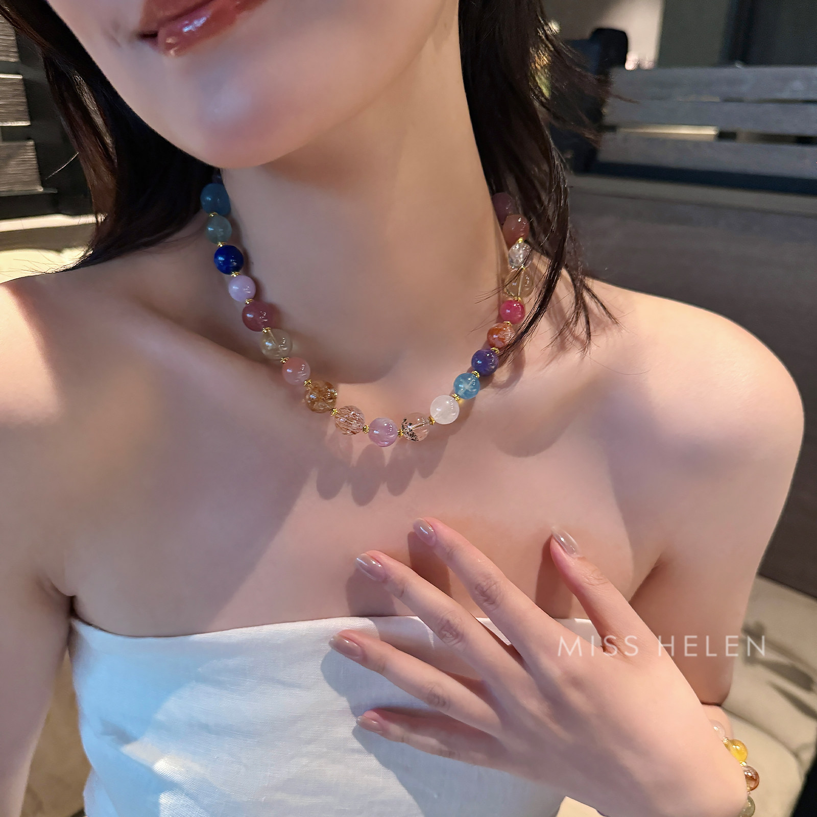MISS HELEN「多宝水晶」朱朱同款项链女天然彩宝气质送生日礼物夏
