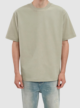 男生230g重磅纯棉短袖t恤夏季薄款透气小圆领微阔男士半袖上衣服