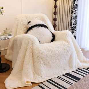 芝华士头等舱沙发专用盖巾奶油风全包盖毛绒毯冬季整张单人沙发巾