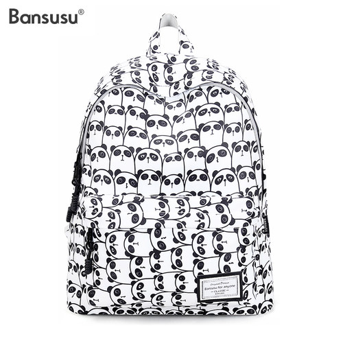 Bansusu.黑白熊猫卡通旅行包大容量初中书包男女双肩包女防泼水