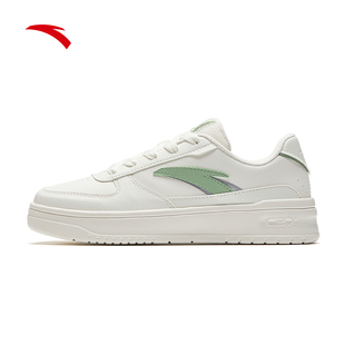 安踏小白鞋板鞋女款2026新款春季官方正品皮面白色休闲运动女鞋