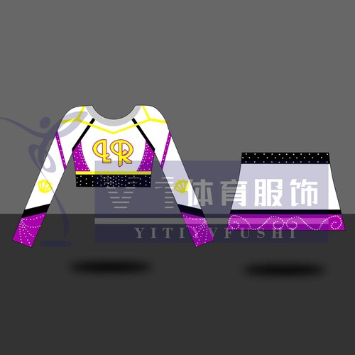 2021新款啦啦操比赛舞蹈服 专业技巧花球啦啦操烫钻款 分体裙舞服