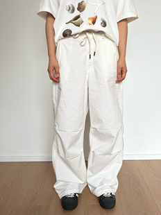 playground线上美式复古cargo工装裤女白色显瘦裤子休闲伞兵裤