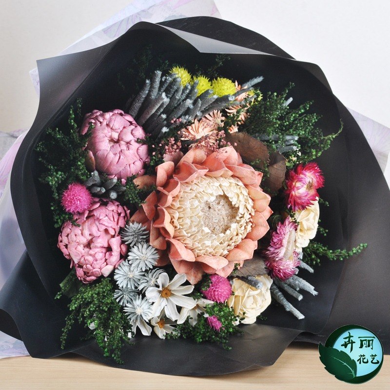 植物玫瑰束花瓣干燥花树枝干花芦苇装饰花瓣装饰干永生花花束创意