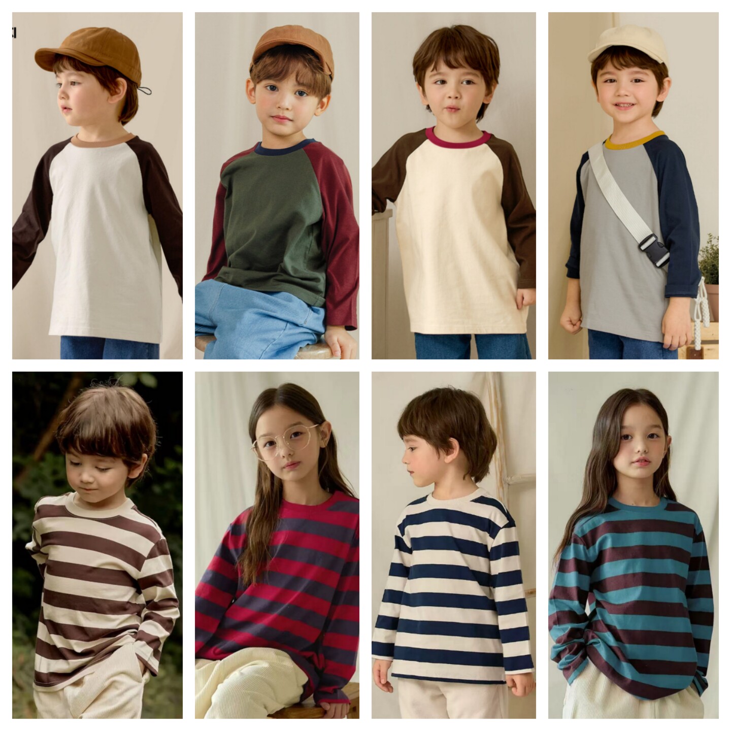 unifriend韩国男女春秋中大儿童纯棉长袖条纹宝宝上衣童装T恤A类