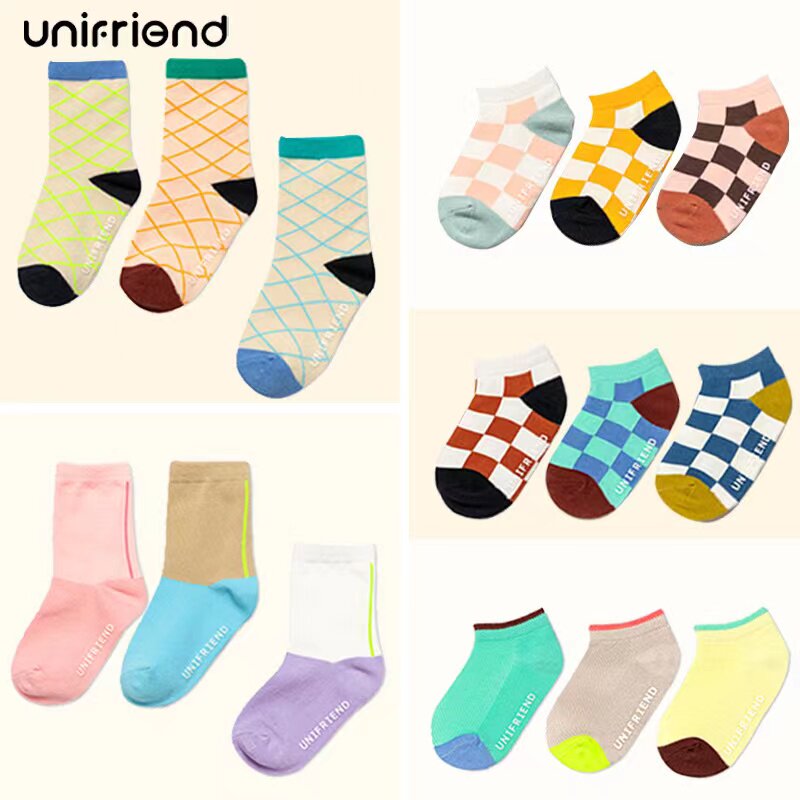 unifriend韩国A类进口儿童薄棉船袜男女童浅口宝宝短袜运动潮袜