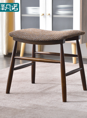 化妆凳实木梳妆凳卧室榉木方凳家用软包板凳北欧轻奢凳子换鞋凳