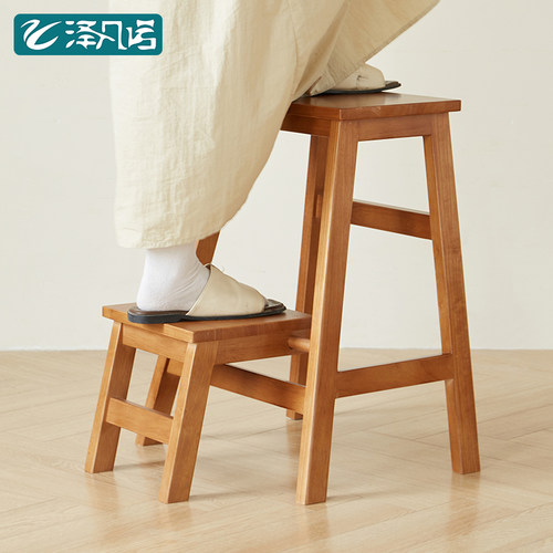 实木梯凳家用登高梯子折叠凳楼体凳两用梯椅置物架爬梯小户型坐凳