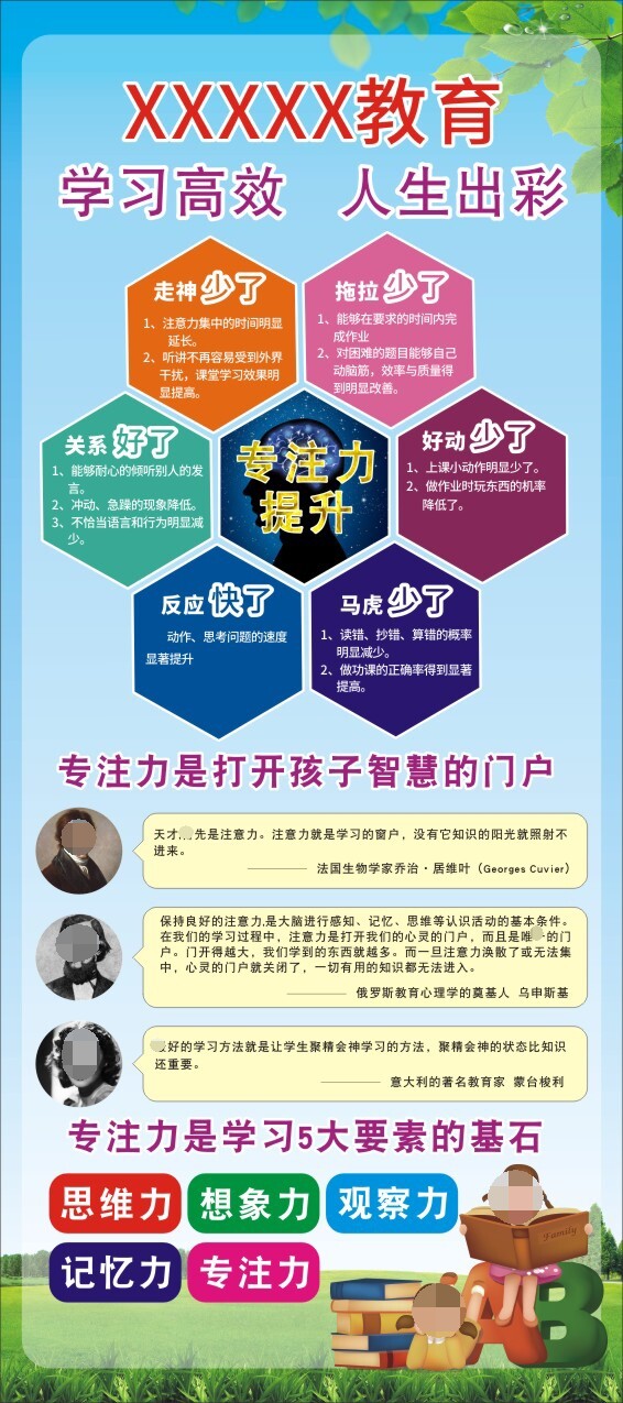 m771儿童教育培训机构提高专注力注意力训练的好处海报定制印制83