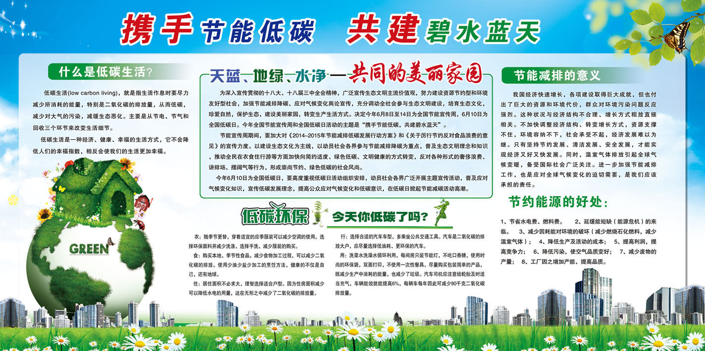 m769节能低碳绿色环保城市文明建设宣传栏1034海报定制印制展板
