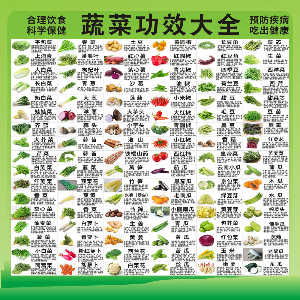 m768海报印制写真喷绘展板1146各种水果店蔬菜大全功效简介宣传图