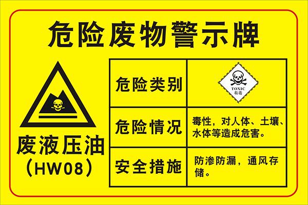 m769工厂车间废液压油危险废物标志提警示牌贴纸喷绘海报印制3065
