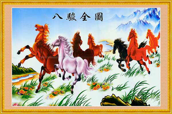 7八骏图大幅中堂画壁画挂画装饰画1喷绘写真展板海报印制墙贴纸