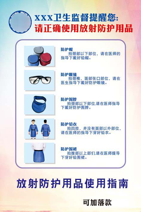 m769放射防护用品使用指南示意图墙贴画展板写真喷绘海报印制2405