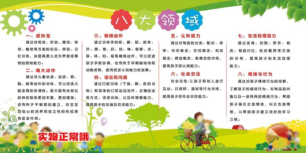 m769儿童认知能力感知觉八大领域宣传贴纸kt展板喷绘海报印制2694