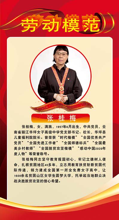m771劳动模范张桂梅简介绍宣传挂图墙贴画纸写真喷绘海报印制418