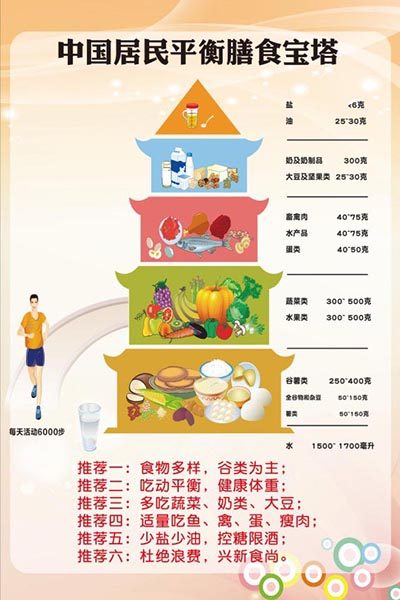 m769中国居民平衡膳食宝塔营养膳食养生海报定制印制展板贴纸1788