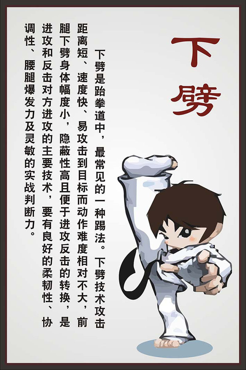 m769跆拳道下劈招式图解培训中心装饰墙贴挂图1354kt展板海报印制