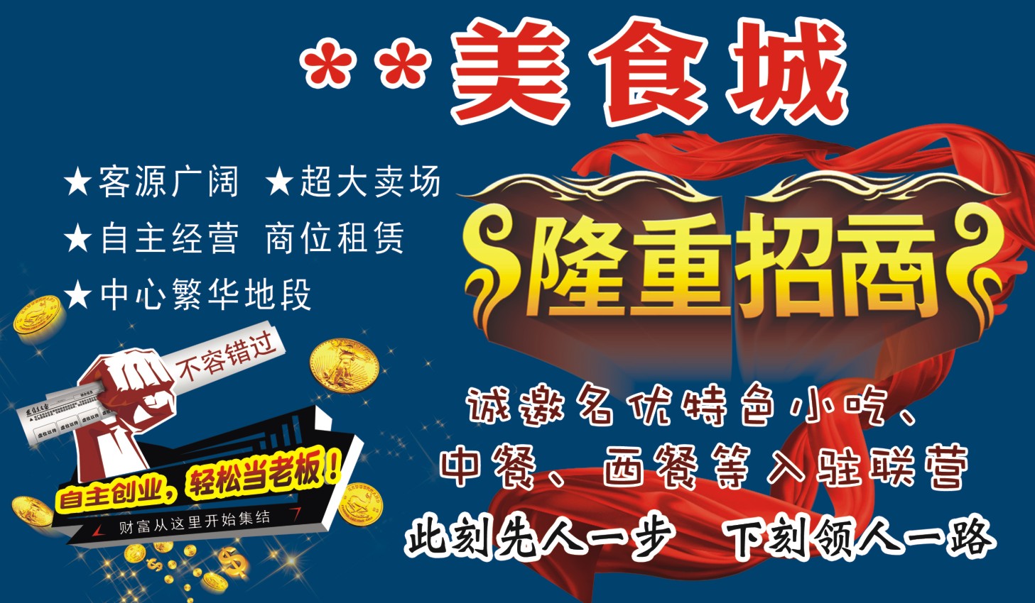 m768美食城商卖场铺位项目入驻招商宣传贴画1984展板喷绘海报印制