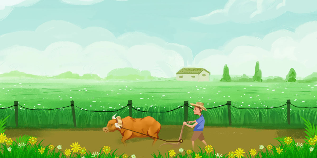 m769美丽乡村新农村建设犁田农耕背景装饰画578喷绘写真海报印制