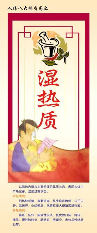 338医院人体八大体质图湿热质易患疾病宣传图24海报印制展板喷绘