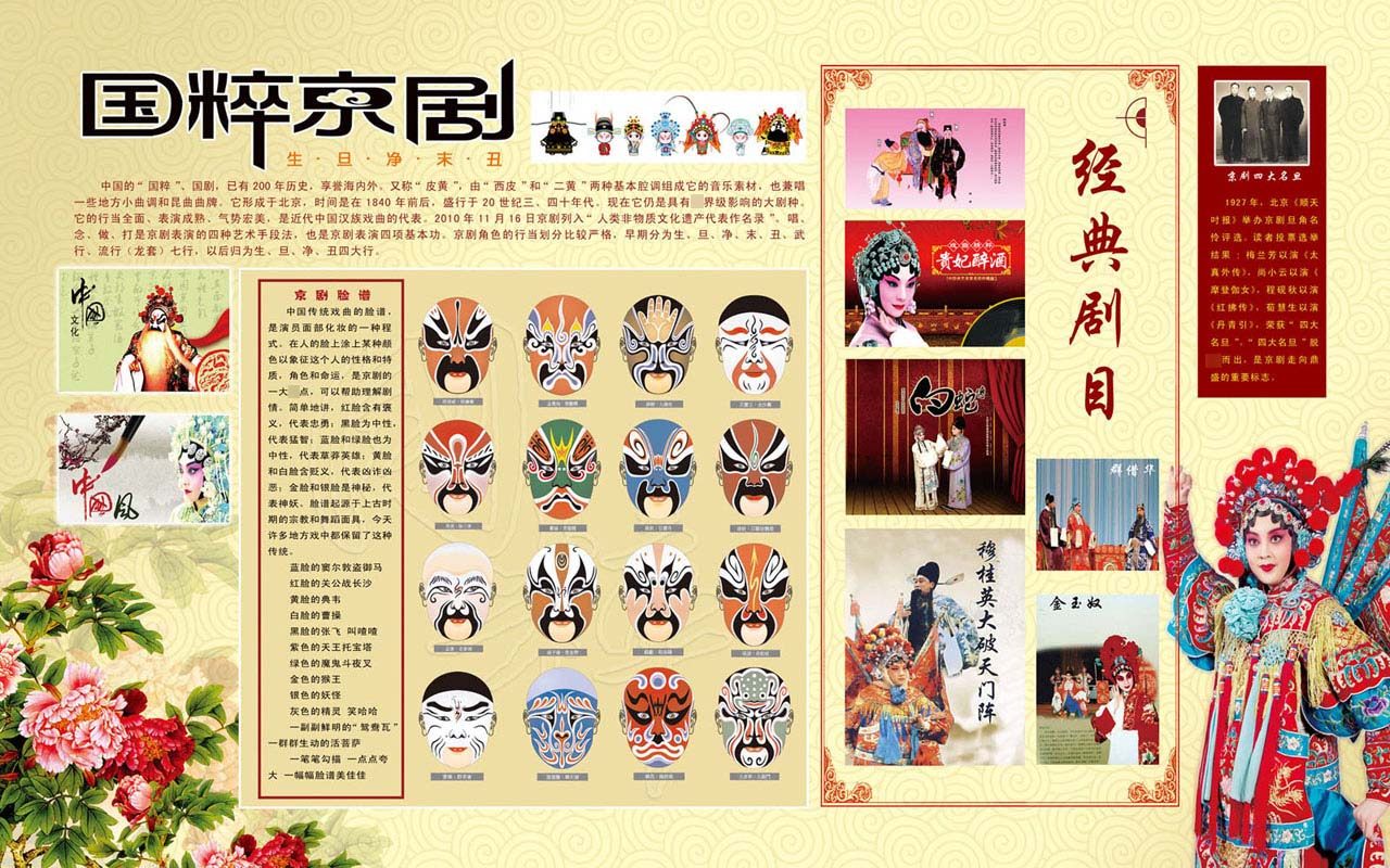 638海报印制海报展板素材271国粹京剧目脸谱介绍中国风学校
