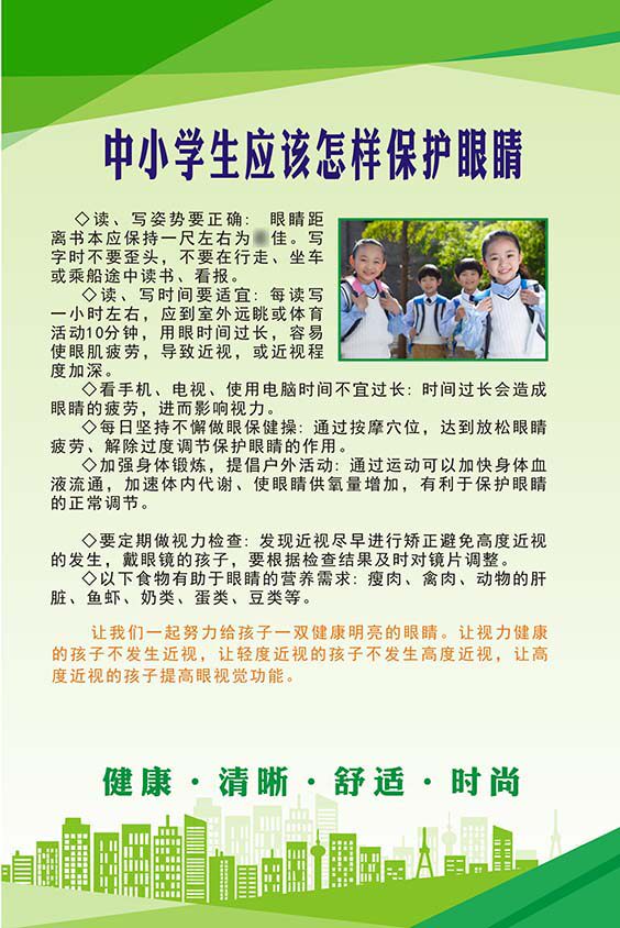 m769中小学生应该怎样保护眼睛眼镜店护眼常识267展板海报印制6-6