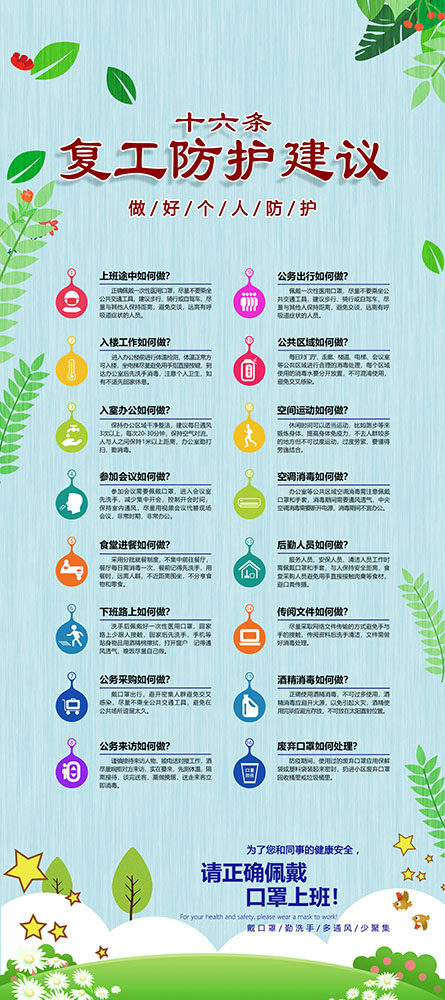 m766十六条复工防护建议企业工厂复工防疫宣传画782贴画海报印制