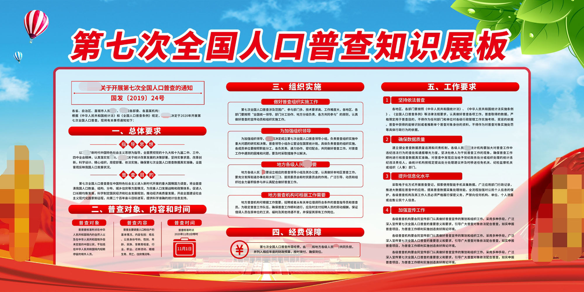 m768第七次全国人口普查知识科普宣传栏2337海报印制喷绘写真展板