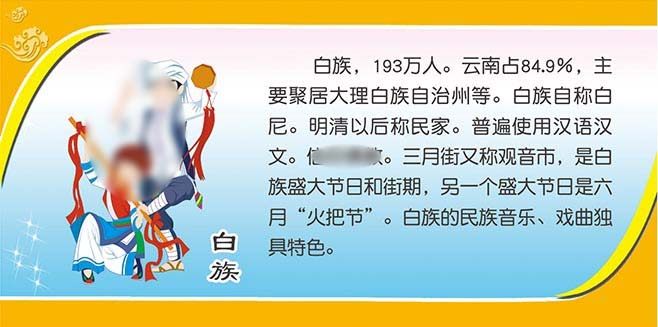 m769白族文化简介56个民族学校走廊装饰画墙贴纸1583展板海报印制