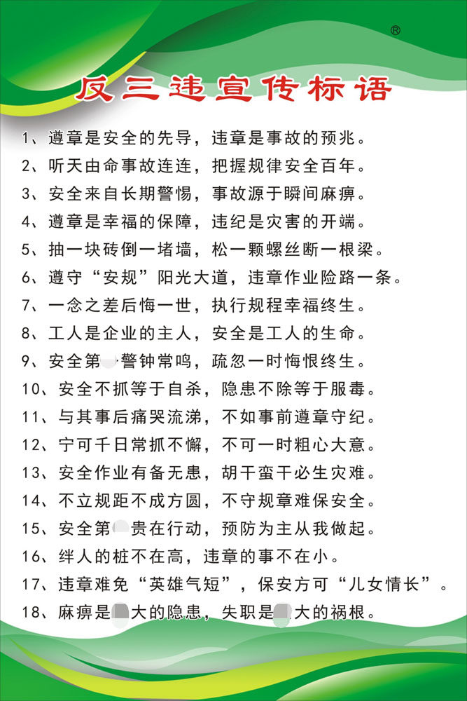 m768安全生产月反三违宣传标语制度表880写真展板喷绘海报印制2
