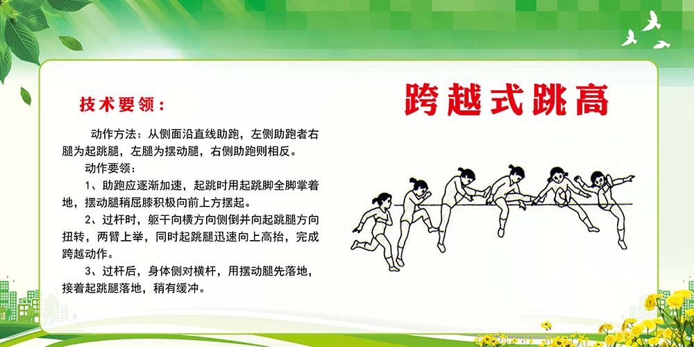 m769跨越式跳高动作示范意图片简介墙贴纸喷绘kt展板海报印制2697