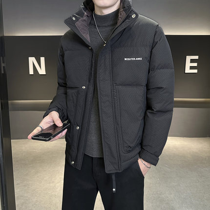 冬天羽绒服2024年新款潮牌帅气加厚男装轻薄短款立领冬季外套男款