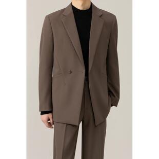 春季新款高定平驳领磁吸扣西服套装男士高端商务休闲西装外套