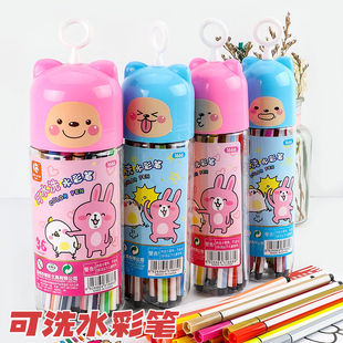 博伦可洗水彩笔幼儿园小学生儿童绘画笔36色24色18色12色可洗彩笔