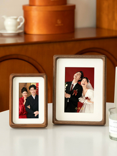 黑胡桃实木相框摆台高级感洗结婚登记证件照片6寸8寸打印定制diy