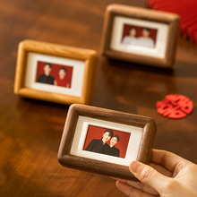 结婚登记证件洗照片做成2寸迷你实木相框摆台diy打印纪念装裱礼物