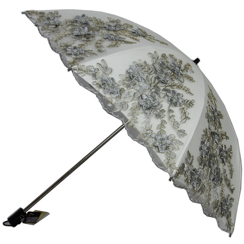 好梦太阳伞防晒防紫外线晴雨伞二折叠遮阳伞蕾丝公主刺绣伞H0271