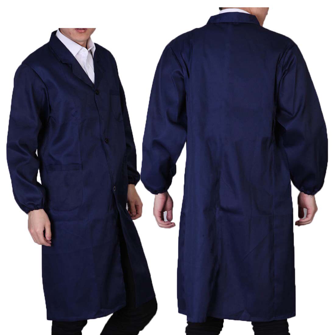 蓝大褂工作服秋冬长袖劳保服广告印字长衫防污仓库搬运工涤棉衣服