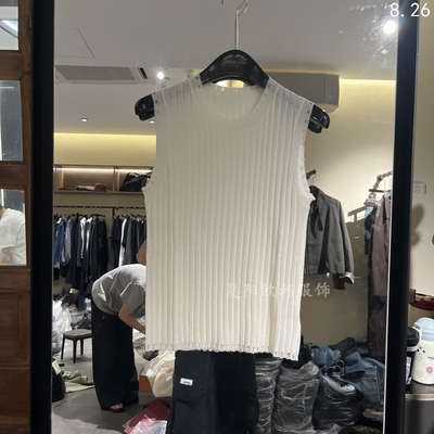 欧洲站2025秋季新款百搭净版圆领破洞显瘦无袖针织背心89201