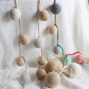 圣诞装饰吊饰球形挂件麻绳球节日氛围道具儿童房帐篷装饰空中吊饰