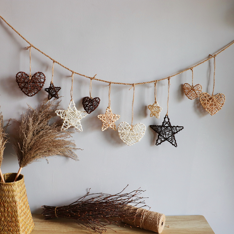 藤编星星幼儿园森系田园背景装饰