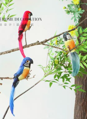 仿真鹦鹉羽毛小鸟假鸟摄影道具