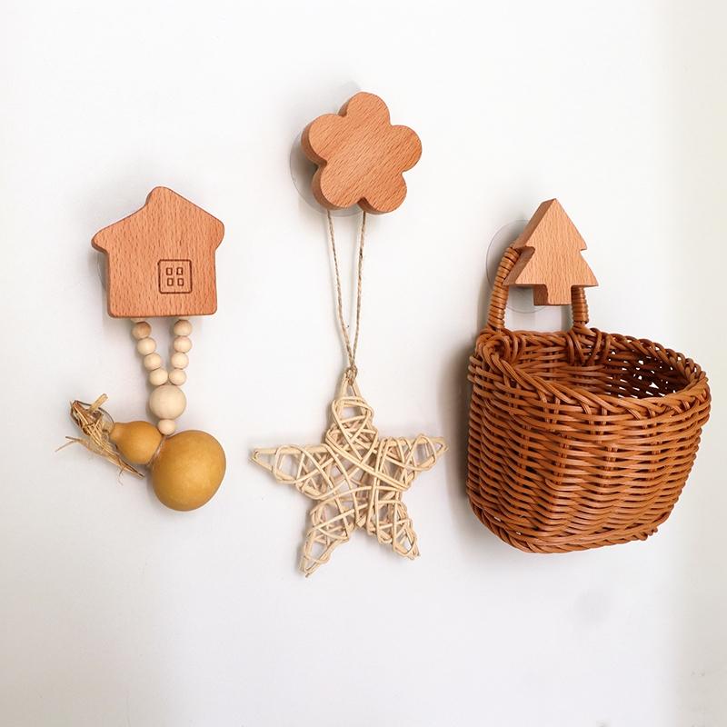 ins风实木星星月亮可爱装饰挂钩